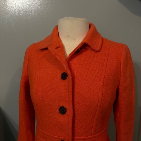NWOT Talbots Orange Button Up Wool Blend Blazer (Women's 4P Petite) - Picture 2 of 9